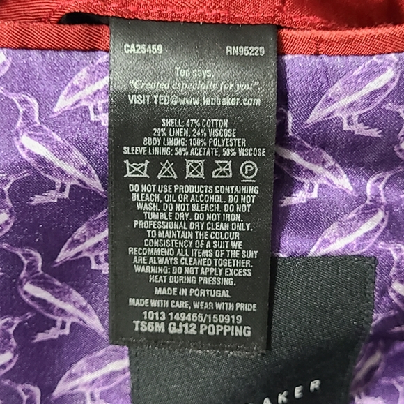 TED BAKER Popping' Modern Trim Fit Herringbone Sport Coat Mens Size Ted 6/ US 44 - Picture 14 of 16